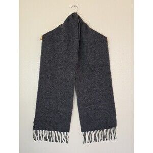 Hammond & Co By Patrick Grant Wool  Fringed Scarf Dark Gray 10x64